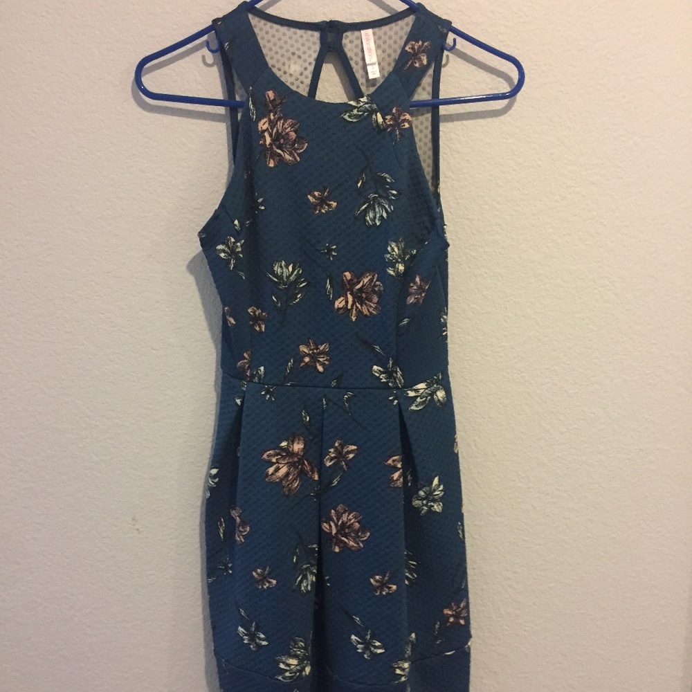Navy floral a-line dress